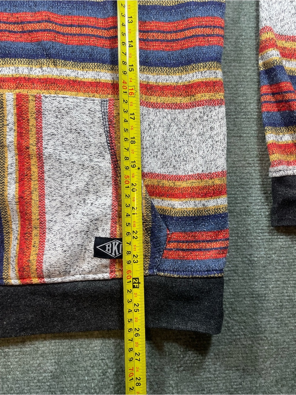 Brooklyn Cloth Multicolor Striped Hoodie - Red, Blue, Yellow, Gray - Picture 7 of 8